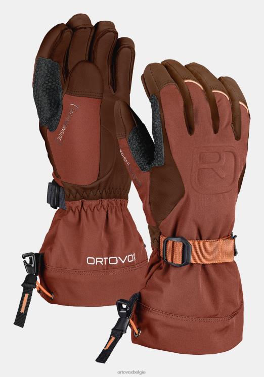 Heren klei oranje freeridehandschoen van merinowol ORTOVOX accessoires LX0XF361