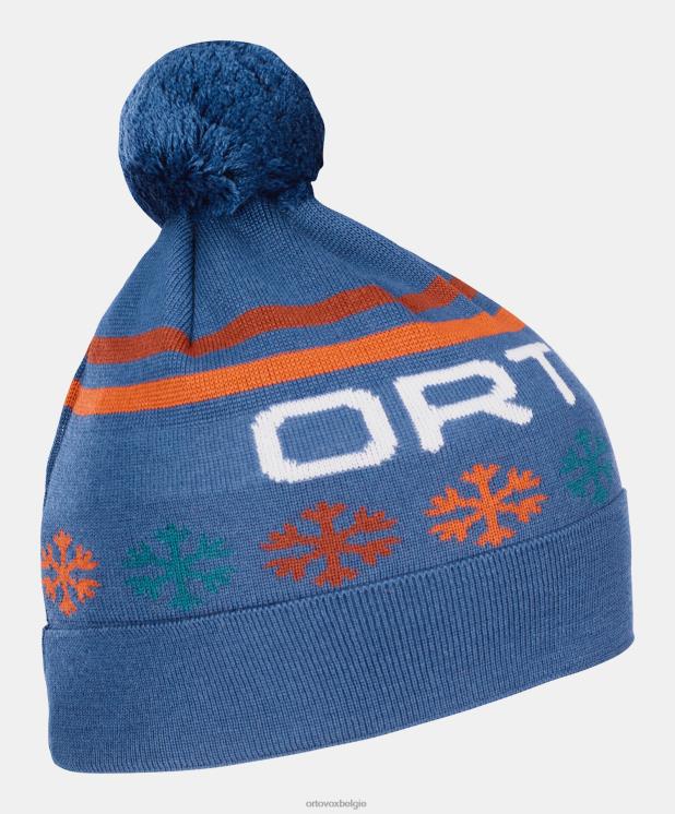 Heren benzine blauw Noordse gebreide muts ORTOVOX accessoires LX0XF633