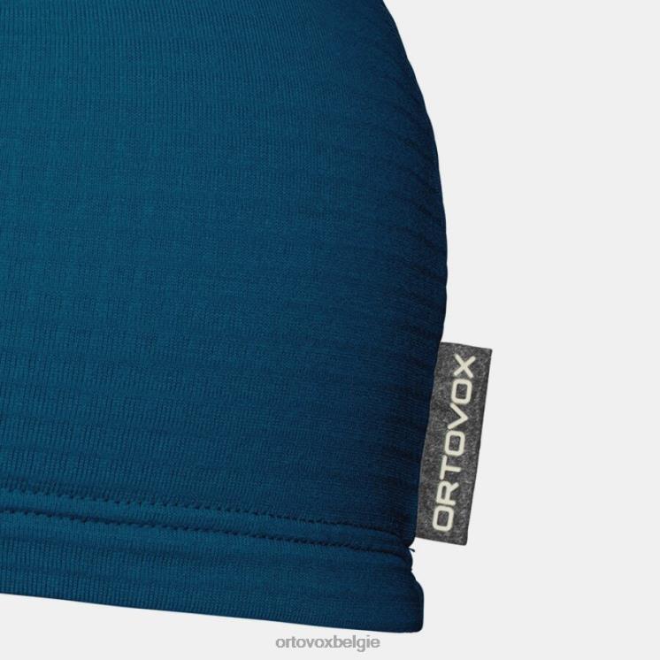 Heren benzine blauw fleece muts met lichtraster ORTOVOX accessoires LX0XF101