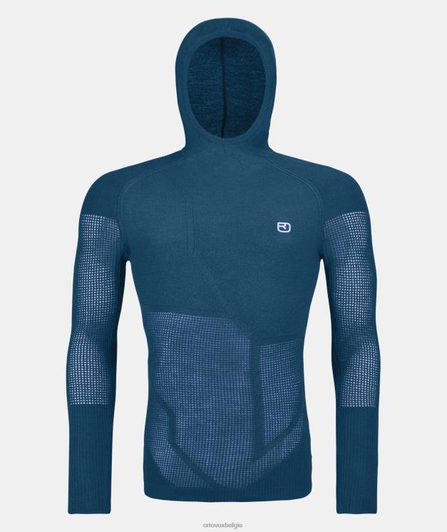 Heren benzine blauw Thermovent-hoodie van merinowol ORTOVOX kleding LX0XF58