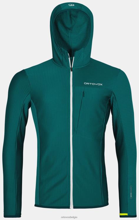 Heren Pacifisch groen fleece lichtrooster met capuchon jkt ORTOVOX kleding LX0XF624