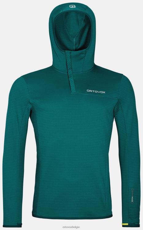 Heren Pacifisch groen fleece light grid zn hoody ORTOVOX kleding LX0XF576