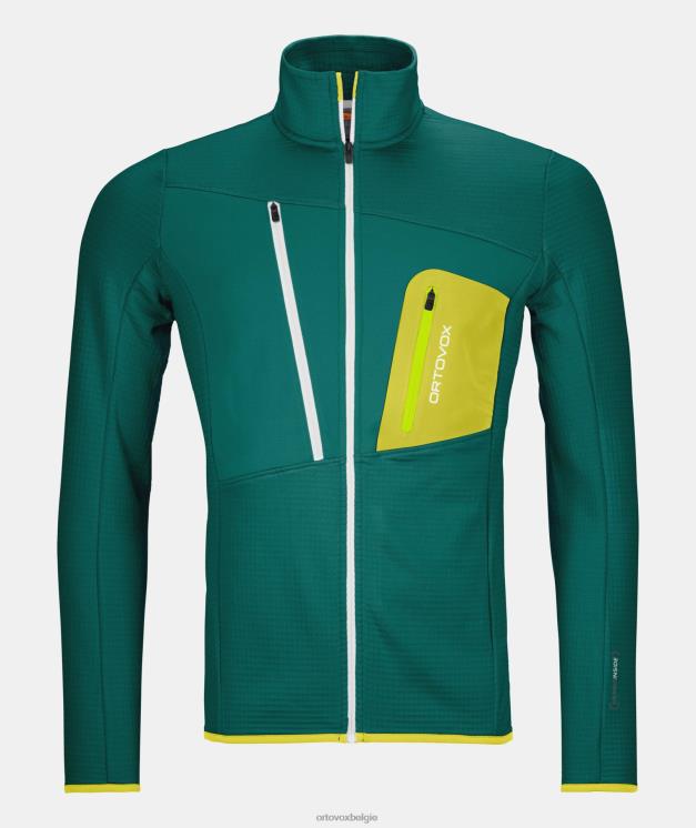Heren Pacifisch groen fleece rasterjas ORTOVOX kleding LX0XF123
