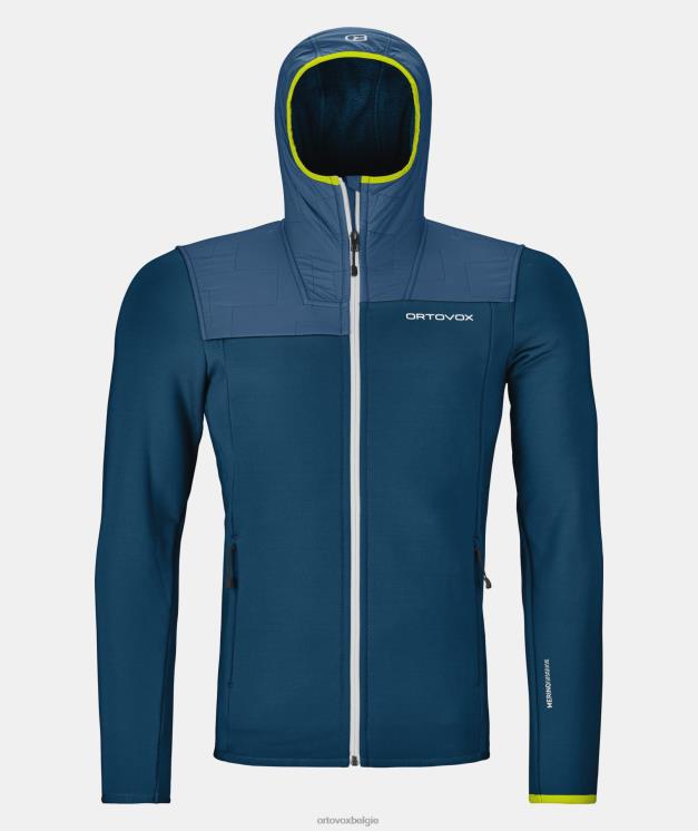 Heren benzine blauw fleece en capuchon ORTOVOX kleding LX0XF295