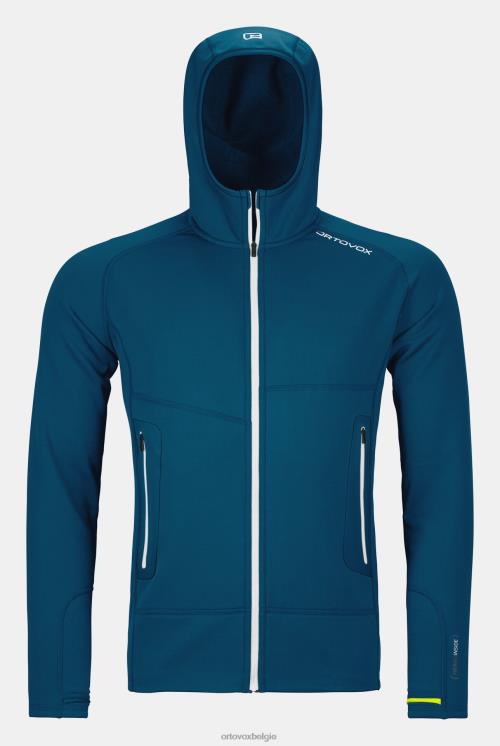 Heren benzine blauw fleece lichte capuchon ORTOVOX kleding LX0XF724
