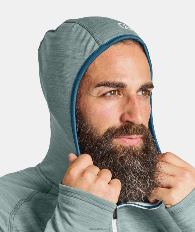 Heren benzine blauw fleece lichte capuchon ORTOVOX kleding LX0XF724