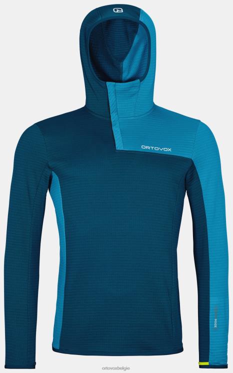 Heren benzine blauw fleece light grid zn hoody ORTOVOX kleding LX0XF575