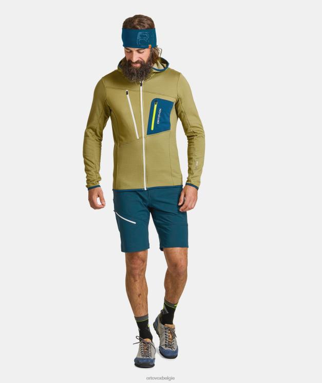 Heren erfgoed blauw fleece capuchon met raster ORTOVOX kleding LX0XF127