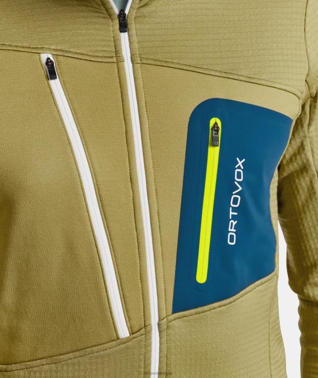 Heren erfgoed blauw fleece capuchon met raster ORTOVOX kleding LX0XF127