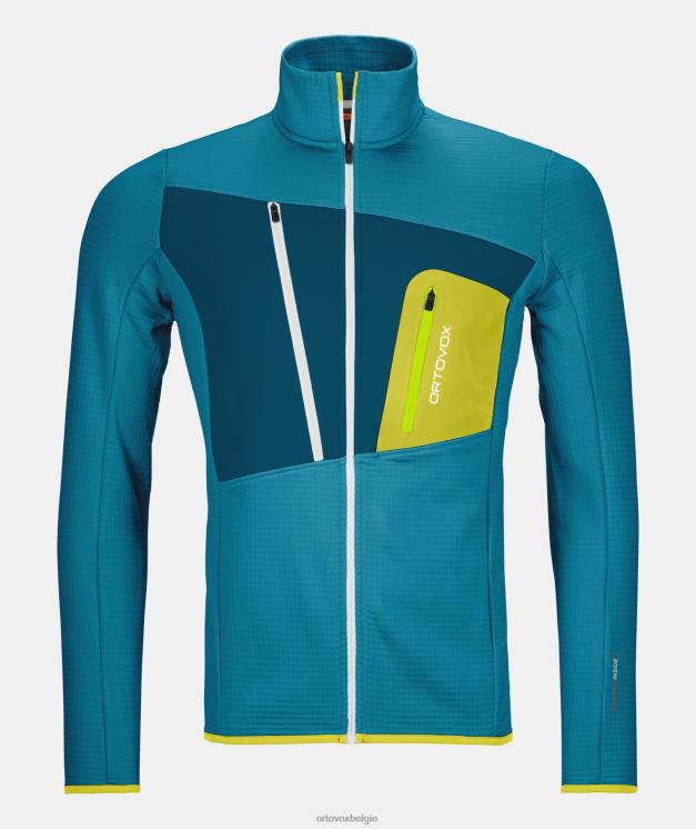 Heren erfgoed blauw fleece rasterjas ORTOVOX kleding LX0XF124