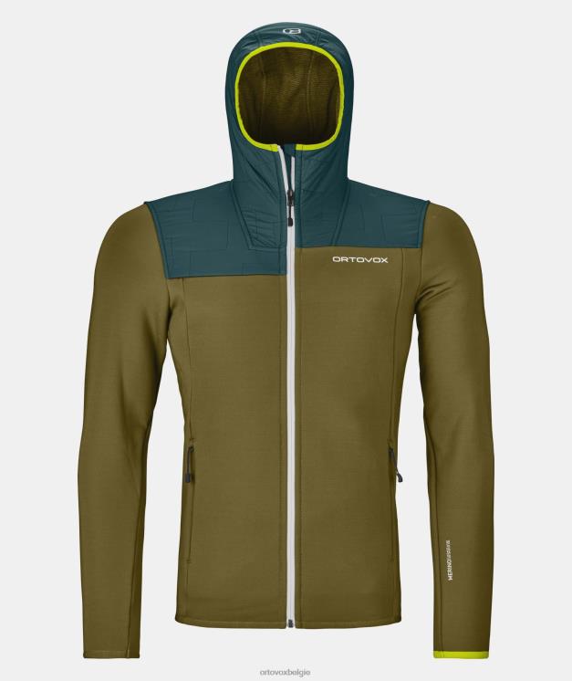 Heren groen mos fleece en capuchon ORTOVOX kleding LX0XF296