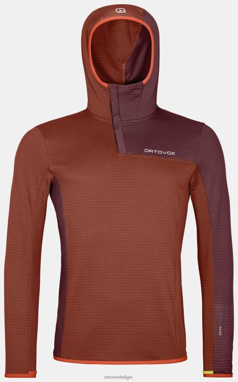 Heren klei oranje fleece light grid zn hoody ORTOVOX kleding LX0XF574