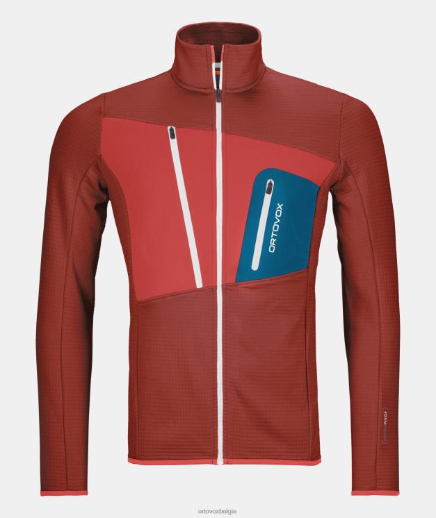 Heren klei oranje fleece rasterjas ORTOVOX kleding LX0XF121