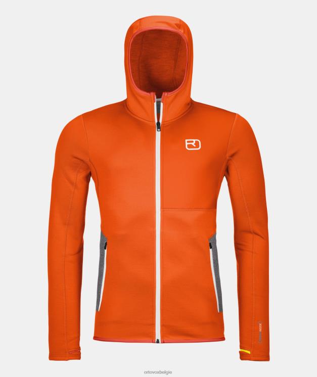 Heren warm oranje fleece-hoodie ORTOVOX kleding LX0XF104