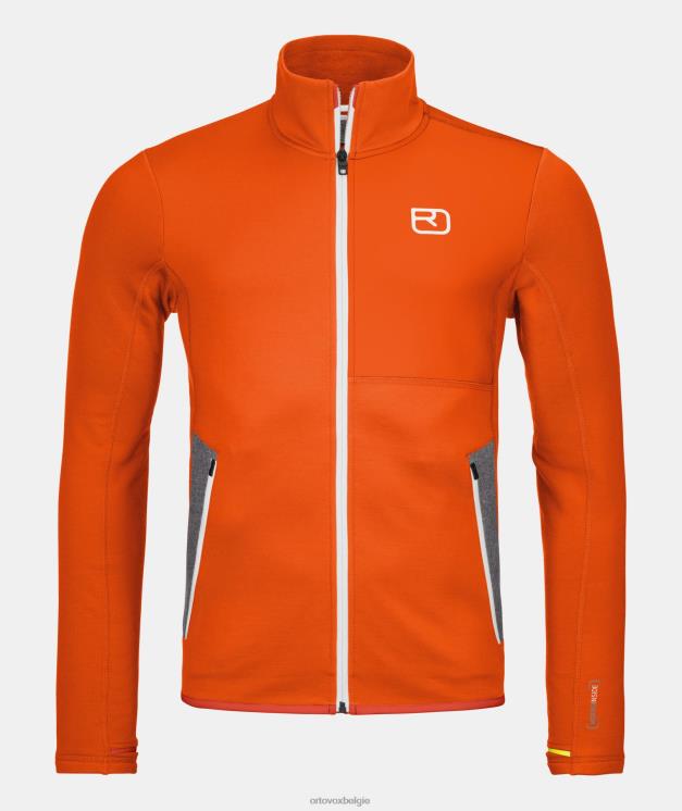 Heren warm oranje fleecejack ORTOVOX kleding LX0XF253