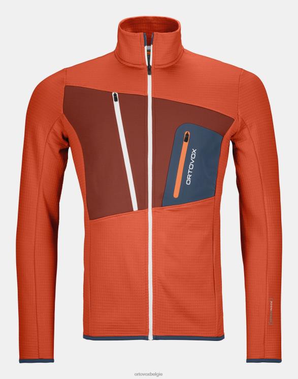 Heren woestijn oranje fleece rasterjas ORTOVOX kleding LX0XF125