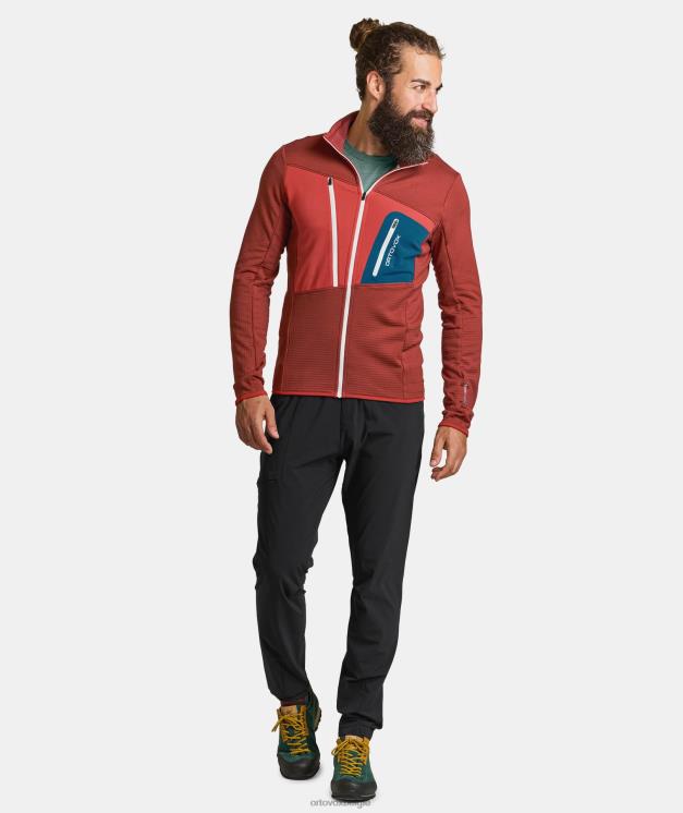 Heren woestijn oranje fleece rasterjas ORTOVOX kleding LX0XF125