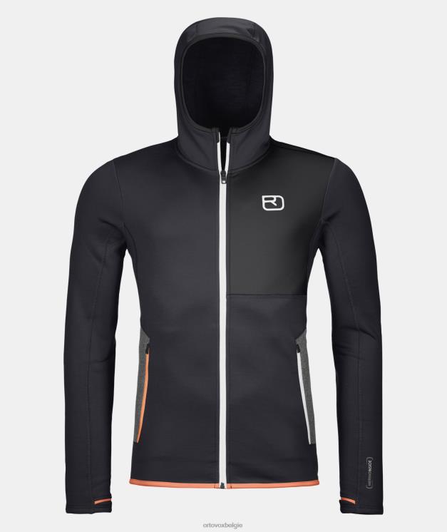 Heren zwarte raaf fleece-hoodie ORTOVOX kleding LX0XF108