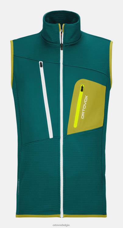 Heren Pacifisch groen fleece vest met rasterpatroon ORTOVOX kleding LX0XF366