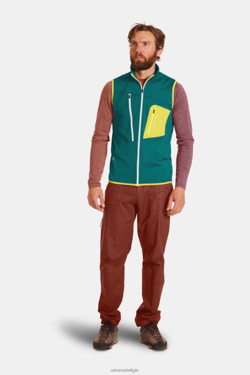 Heren Pacifisch groen fleece vest met rasterpatroon ORTOVOX kleding LX0XF366