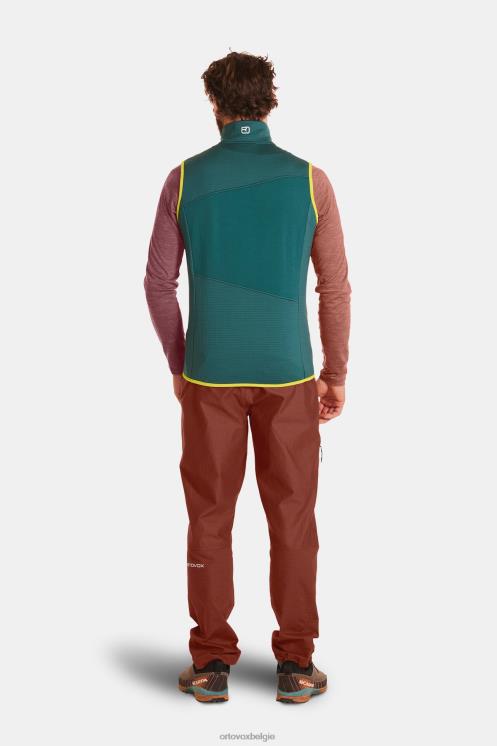 Heren Pacifisch groen fleece vest met rasterpatroon ORTOVOX kleding LX0XF366