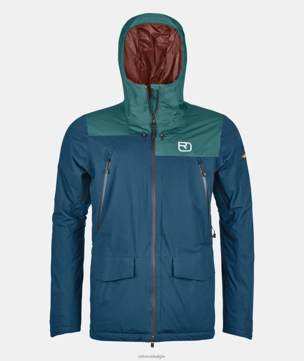 Heren benzine blauw 2l Zwitserse wollen sedrun jas ORTOVOX kleding LX0XF613