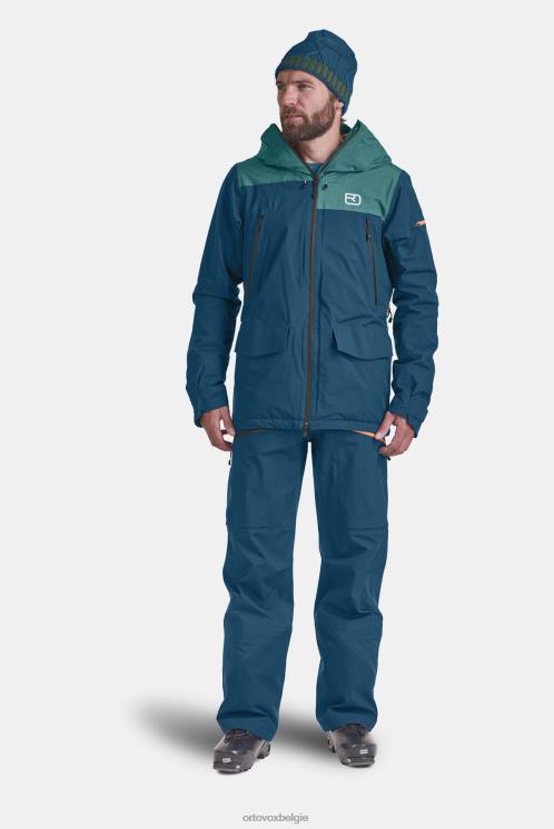 Heren benzine blauw 2l Zwitserse wollen sedrun jas ORTOVOX kleding LX0XF613