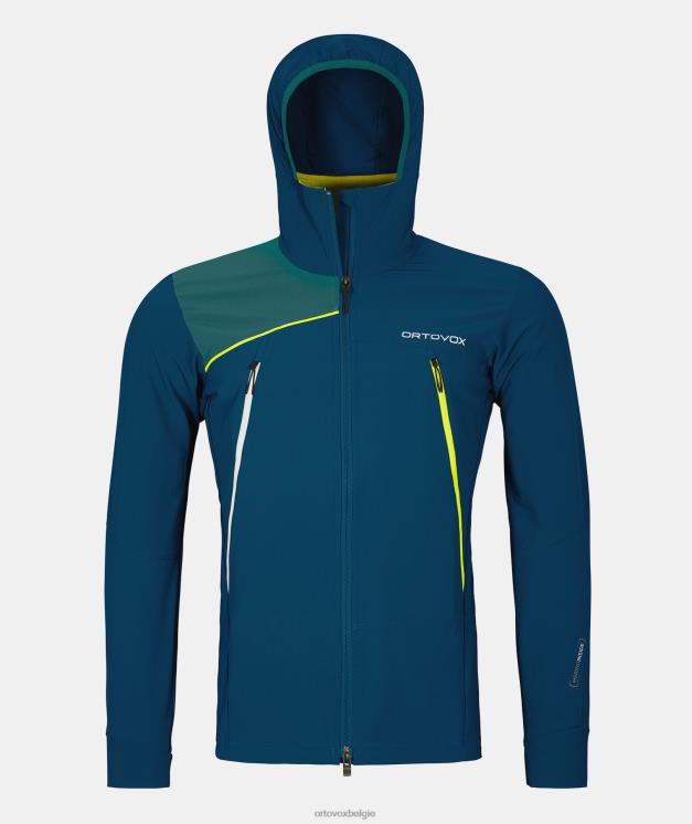 Heren benzine blauw Pala jas met capuchon ORTOVOX kleding LX0XF514