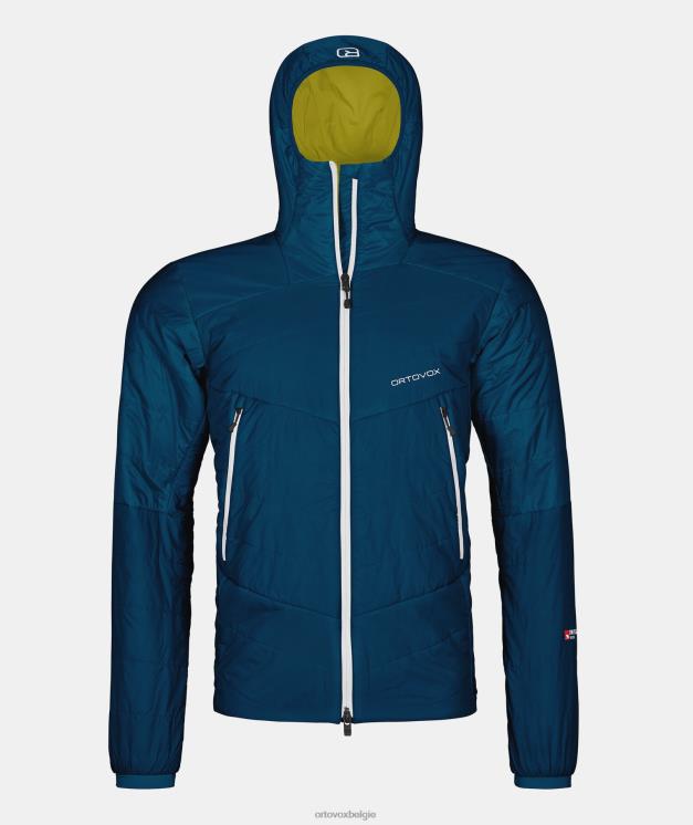Heren benzine blauw Westalpen Zwitserse wollen jas ORTOVOX kleding LX0XF339
