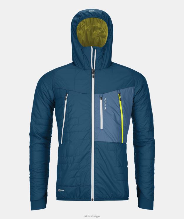 Heren benzine blauw Zwitsers wollen piz boe jasje ORTOVOX kleding LX0XF223