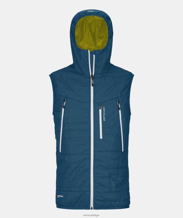 Heren benzine blauw Zwitsers wollen piz boe vest ORTOVOX kleding LX0XF177
