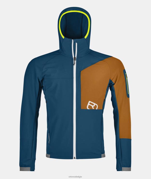 Heren benzine blauw berrino-jas met capuchon ORTOVOX kleding LX0XF204