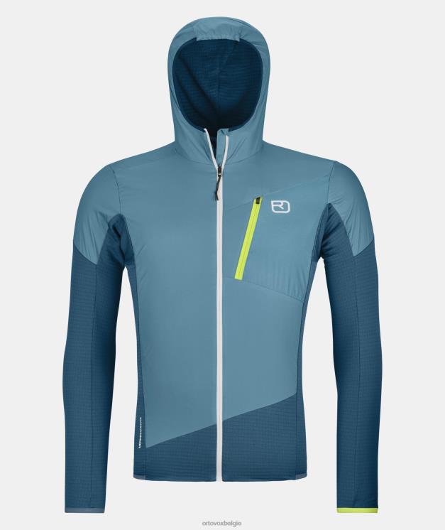 Heren benzine blauw ladiz hybride jas ORTOVOX kleding LX0XF462
