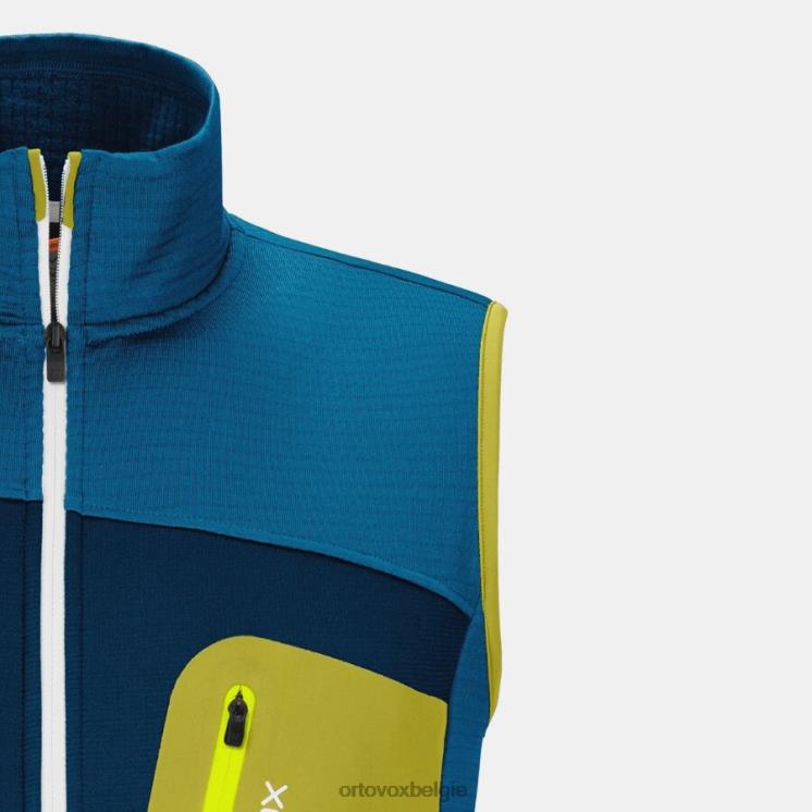 Heren erfgoed blauw fleece vest met rasterpatroon ORTOVOX kleding LX0XF365