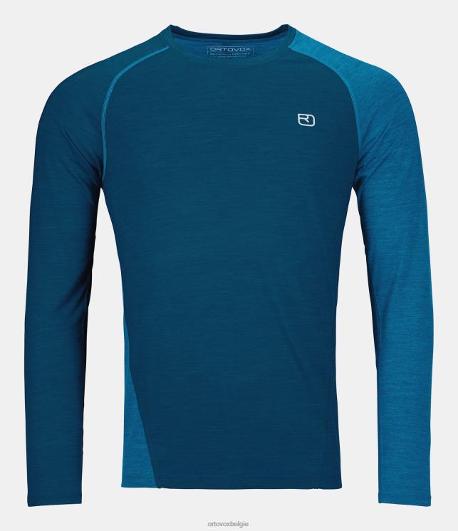 Heren Petrolblauw mengsel 120 cool tec fast up longsleeve ORTOVOX kleding LX0XF705