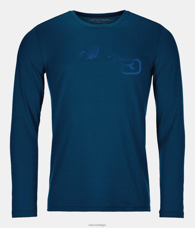 Heren benzine blauw 185 merino-logospray ls ORTOVOX kleding LX0XF320