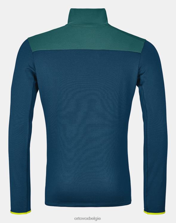 Heren benzine blauw fleece lichte ritssluiting in de nek ORTOVOX kleding LX0XF413