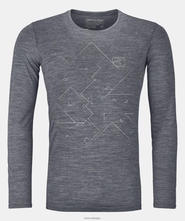 Heren grijze mix 185 merino tangram ls ORTOVOX kleding LX0XF275