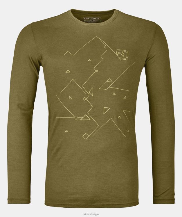 Heren groen mos 185 merino tangram ls ORTOVOX kleding LX0XF273