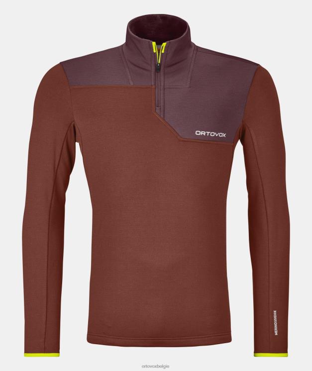 Heren klei oranje fleece lichte ritssluiting in de nek ORTOVOX kleding LX0XF409