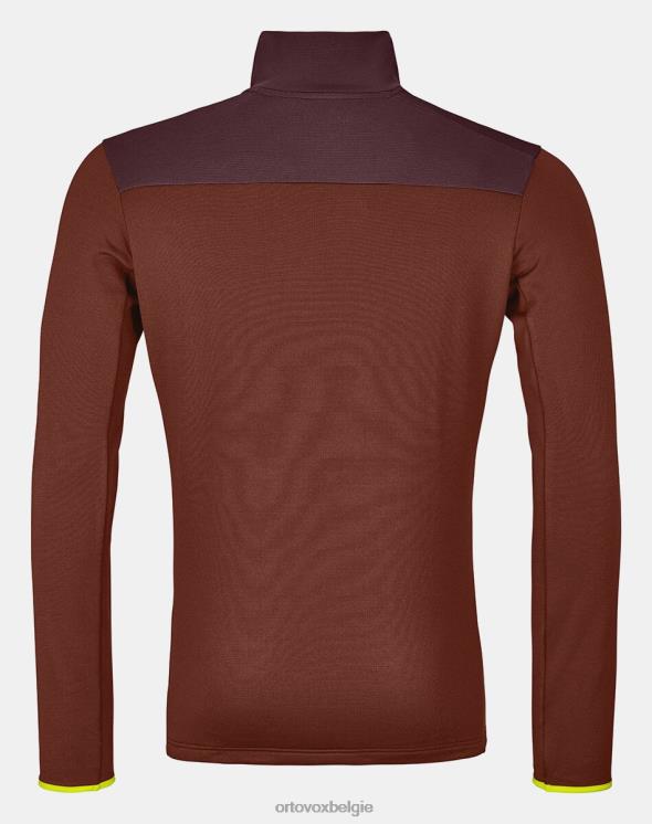 Heren klei oranje fleece lichte ritssluiting in de nek ORTOVOX kleding LX0XF409