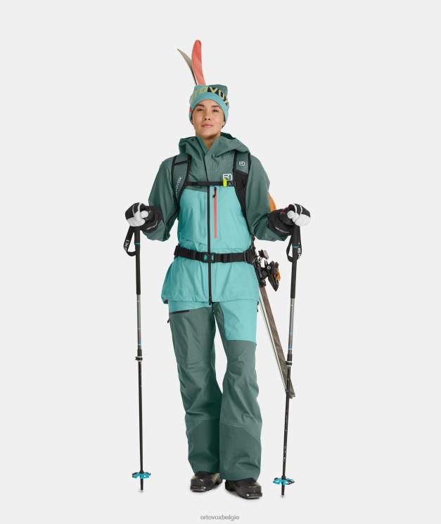 vrouwen Pacifisch groen Merino freeride 3-vingerhandschoen ORTOVOX accessoires LX0XF1139