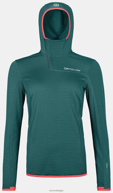 vrouwen Pacifisch groen fleece light grid zn hoody ORTOVOX kleding LX0XF1243