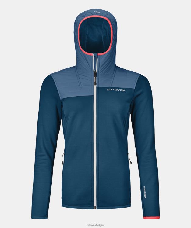 vrouwen benzine blauw fleece en capuchon ORTOVOX kleding LX0XF1015