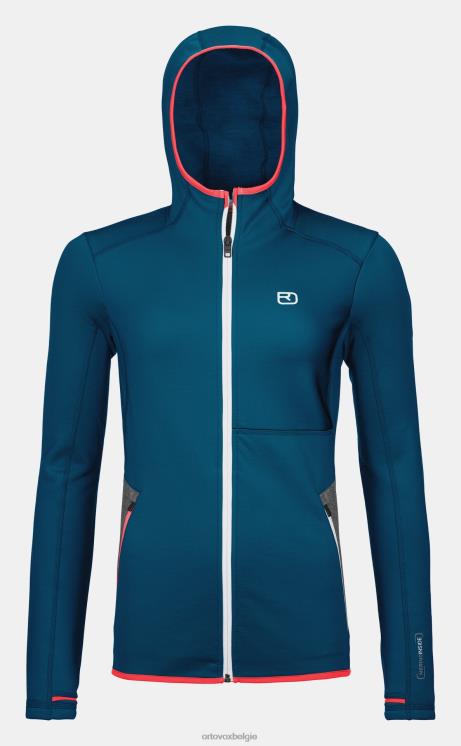 vrouwen benzine blauw fleece-hoodie ORTOVOX kleding LX0XF886