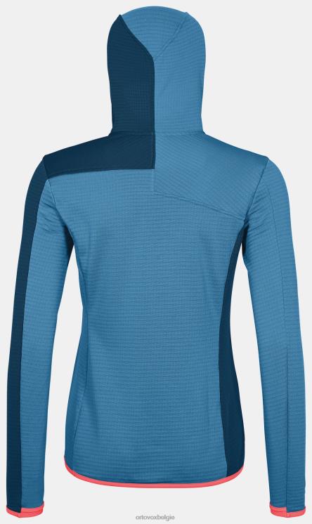 vrouwen erfgoed blauw fleece lichtrooster met capuchon jkt ORTOVOX kleding LX0XF1160