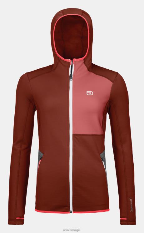 vrouwen klei oranje fleece-hoodie ORTOVOX kleding LX0XF884