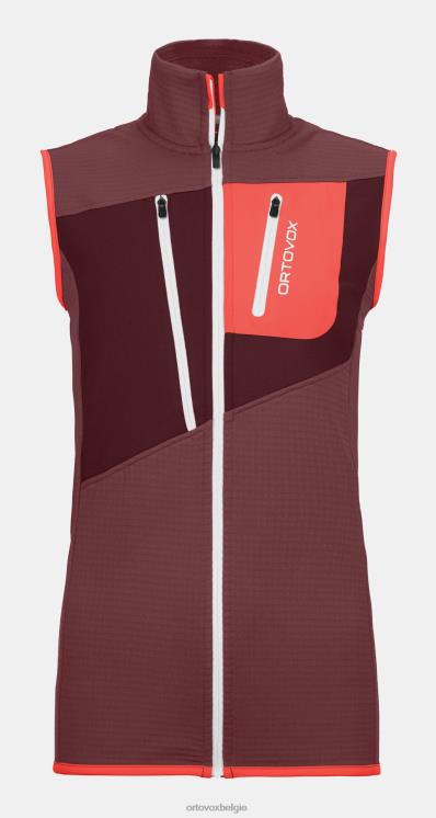 vrouwen berg roos fleece vest met rasterpatroon ORTOVOX kleding LX0XF1023