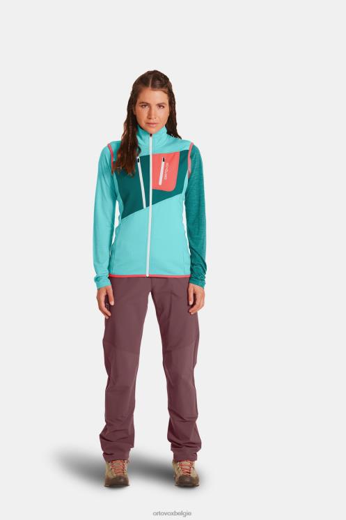 vrouwen berg roos fleece vest met rasterpatroon ORTOVOX kleding LX0XF1023