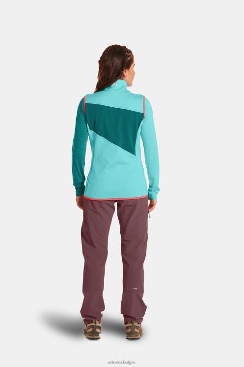 vrouwen berg roos fleece vest met rasterpatroon ORTOVOX kleding LX0XF1023